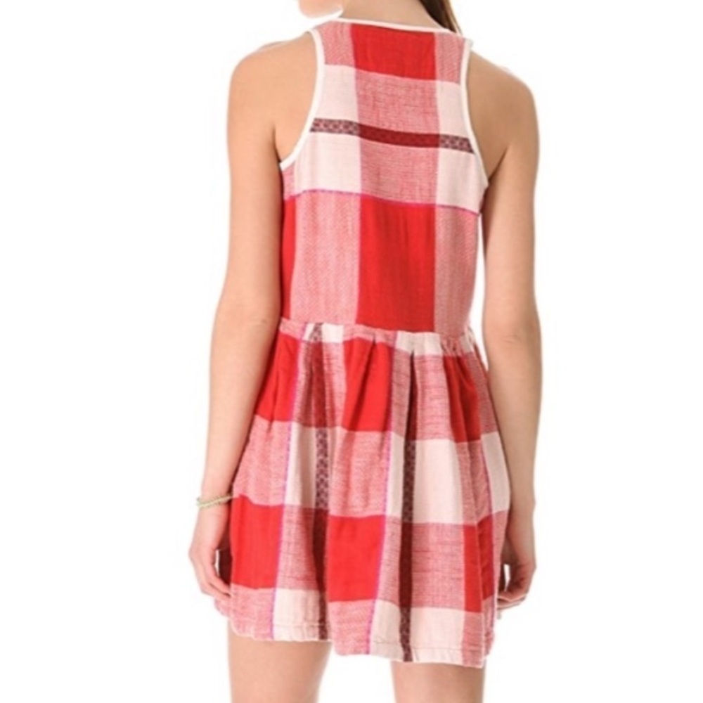 Ace & Jig‎ Boardwalk Dress Doublecloth Cotton Rouge Red Plaid Large - Picture 3 of 11